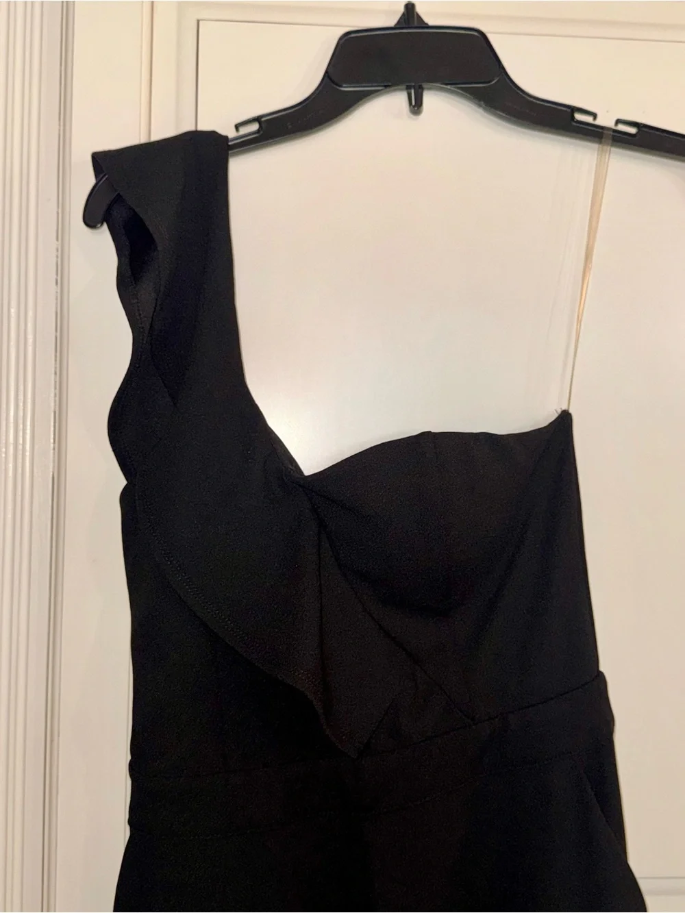 Black One-Shoulder Jumpsuit formal zip back size small boutique fitted